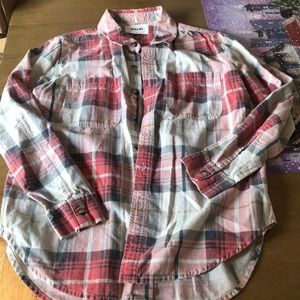 ROLLA’S, red white blue yellow flannel, small, oversized fit. Never worn.